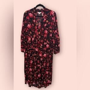 Terra & Sky Red Floral Dress NWOT